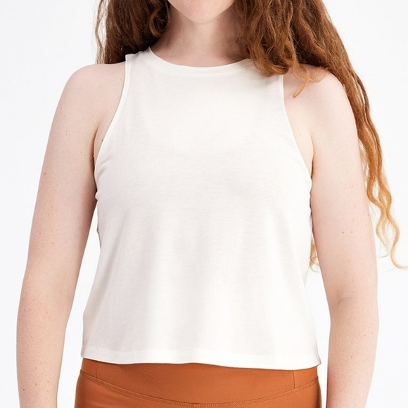 Girlfriend Collective White High Neck Cupro Tank Top - Picture 2 of 7